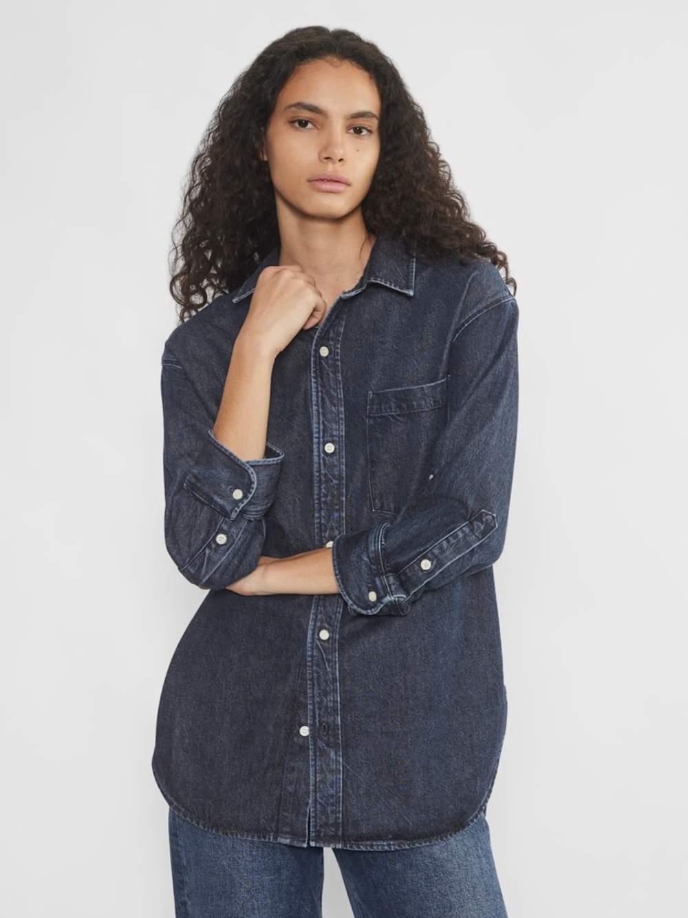 Citizens of Humanity Kayla button shirt / size S / color Eden indigo blue denim